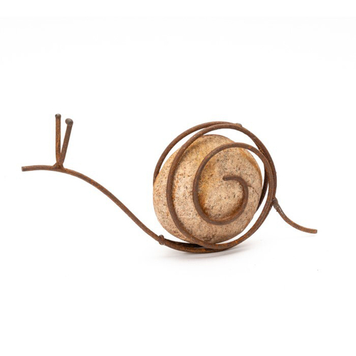 Garden 24x10cm Resin/Rust Rock Snail Outdoor Decor