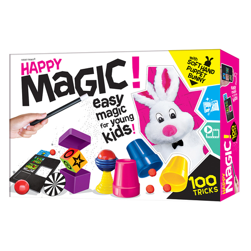 Happy Magic 100 Tricks Kids/Family Magician Play Set 5y+