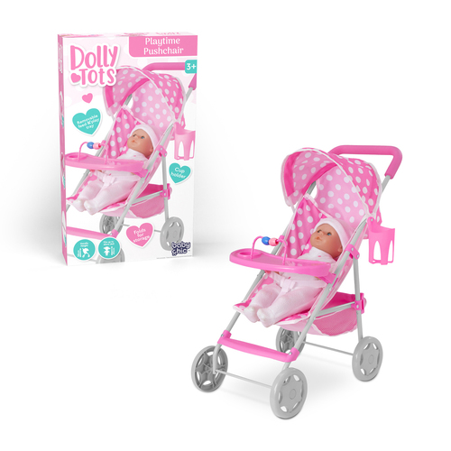 Dolly Tots Playtime Doll Pushchair Stroller Kids/Children Toy Pink 3y+ 