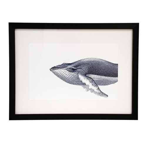 LVD Framed Glass/Resin 30x40cm Print Ink Whale Wall Hanging Art