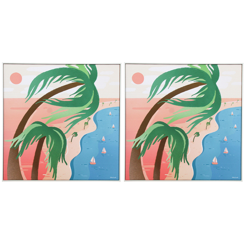 2PK LVD Framed Canvas Beachy Breeze Home Decor 50x50cm