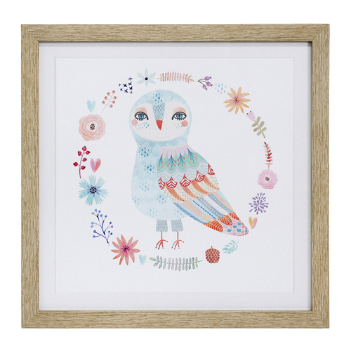 LVD Framed Glass/Resin 40x40cm Print Owl 2 Wall Hanging Art