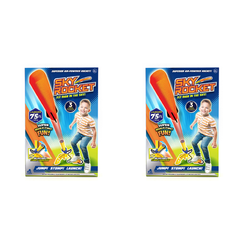 2PK Stunt Flyer Stomp Sky Rocket Launcher Kids Outdoor Toy Set 6y+