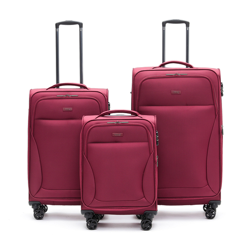 3pc Australian Luggage Co Softside Wings Wheeled Suitcase- Wine