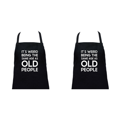 2PK Annabel Trends Screen Print Cotton Apron 60x80cm It's Weird Black