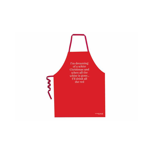 Annabel Trends Cotton Screen Print Apron 60x80cm - White Christmas Red