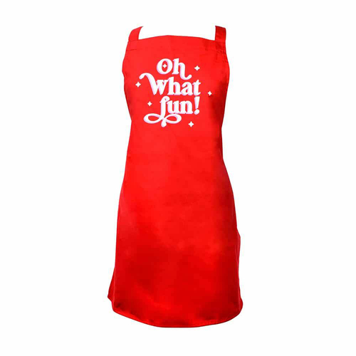 Annabel Trends Cotton Screen Print Apron 60x80cm - Oh What Fun Red