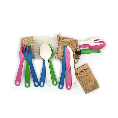 12pc Eco Soulife All Natural Cutlery Cluster Tokyo Green, Navy, Sand, Pink