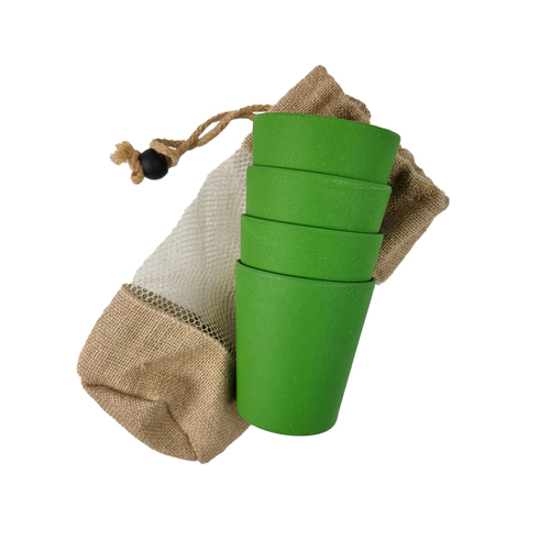 4pc Eco Soulife All Natural 350ml Outdoor Drinking Cup Set Green