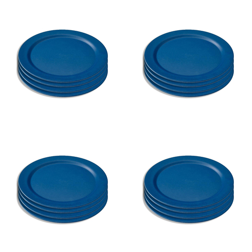 4x 6PK EcoSouLife Reusable Natural Dinner Plates 23cm - Navy