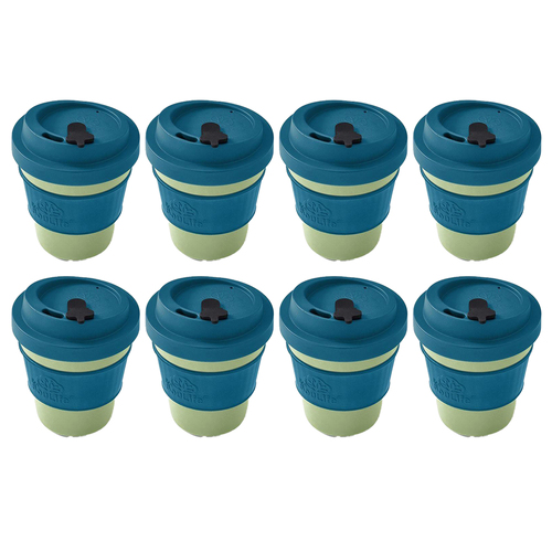 2x 4PK EcoSouLife Reusable Natural Coffee Cup 350ml - Turquoise/Lime