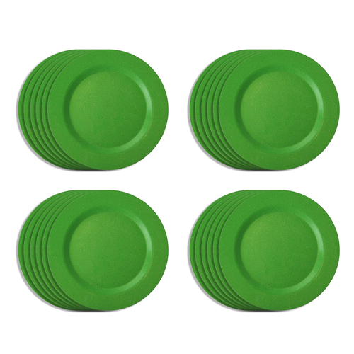 4x 6pc EcoSouLife Bamboo Reusable Side Plate Green 20cm