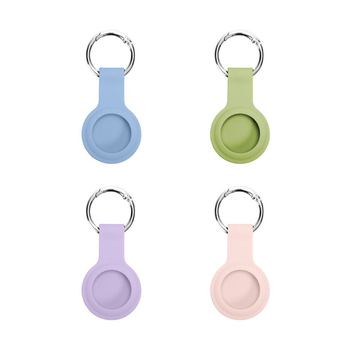 4PK Laser Silicone Key Ring Holder For Apple AirTag - Light Pastels