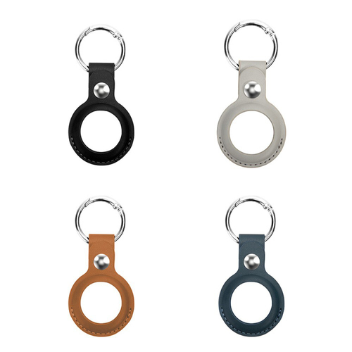 4pc Laser Vegan PU Leather Case Key Ring For Apple AirTag - Assorted