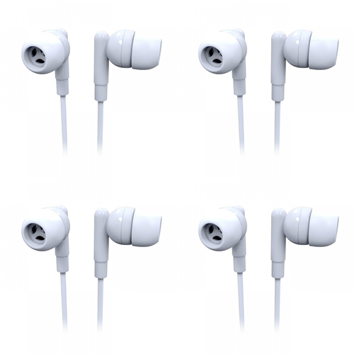 4PK Laser Wired 3.5mm Silicone Earbud Headphones 1.2m - White