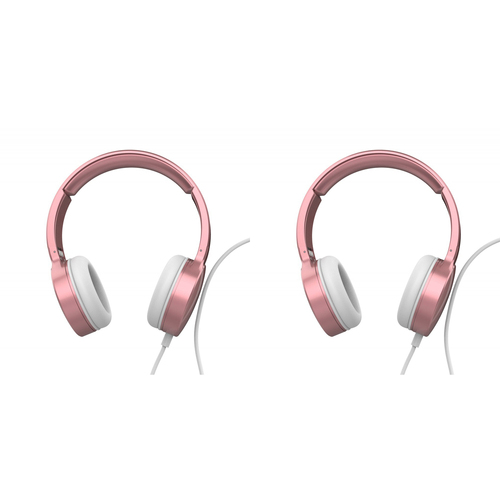 2PK Laser Wired Folding 3.5mm Aux Over-Ear Headphones - Rose Gold