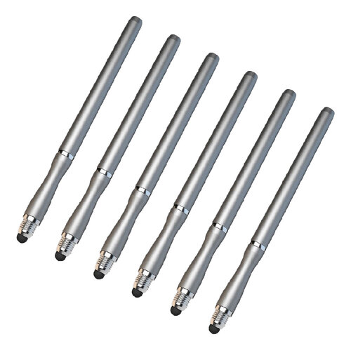 6PK Laser Dual Disc Head Stylus Touchpad Pen For iPad/Tablet - Silver