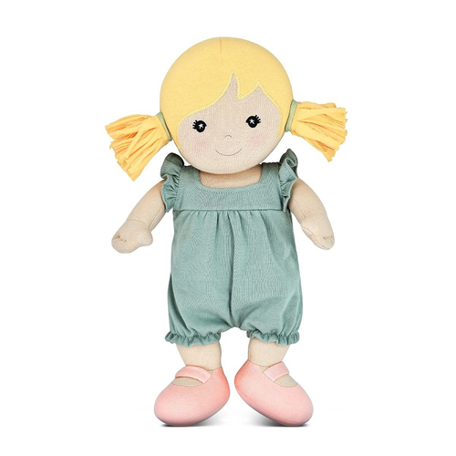 Apple Park Organic Cotton 32cm Doll Chloe In Sage Baby/Infant Toy 0m+