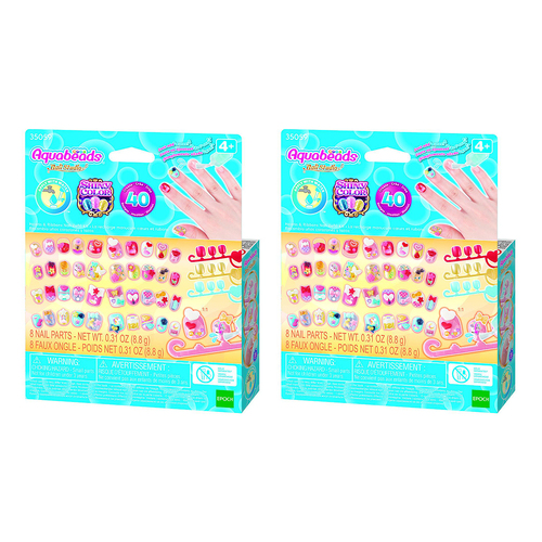 2PK Aquabeads Nail Refill Kit Hearts Kids/Childrens Toy 4+