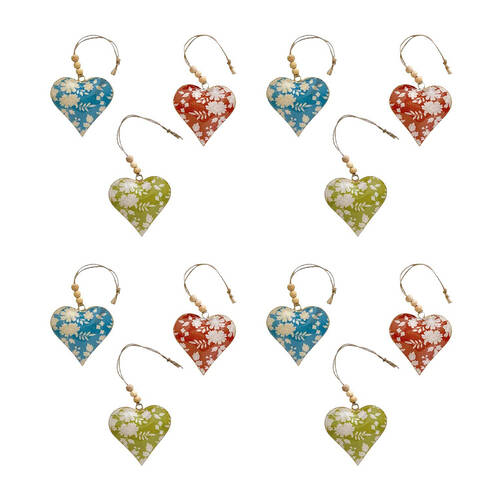 12PK LVD Floral Heart Hanger Home Hanging Decor 8x8cm Assorted