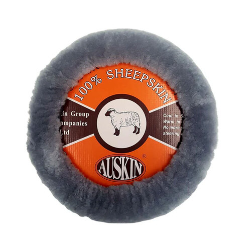 Auskin Sheepskin Car/Auto Steering Wheel Cover - Charcoal