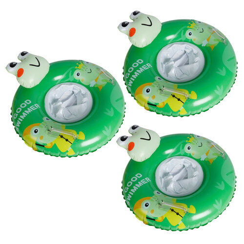 3PK Airtime Kids Inflatable Swim Ring w/ Seat Frog Design Outdoor Camping 56cm