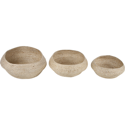 3pc Maine & Crawford Petal Jute Bulb Basket Round Set - Natural