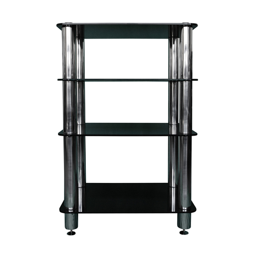 Silcron Steelseries 4 Shelf Hi-Fi Rack - Black Glass 90cm