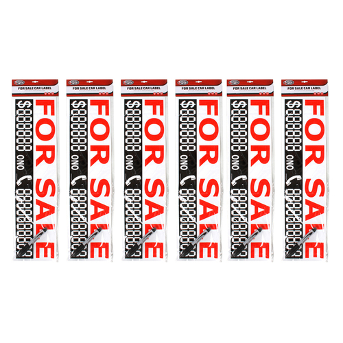 6PK Auto Style For Sale Car Label w/ Permanent Marker 58x15cm