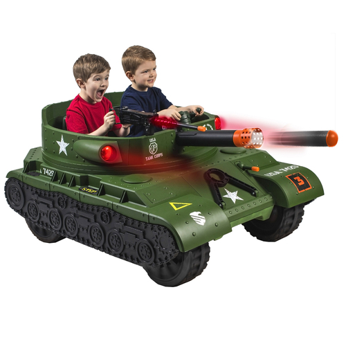 Active Wheels 24V Ride-OnThunder Tank w/ Working Cannon & Rotating Turret 3y+