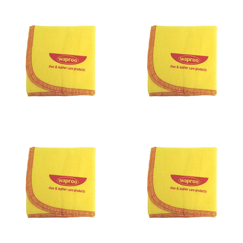 4PK Waproo 30 x 30cm Brushed Cotton Shoe Polish Cloth Yellow