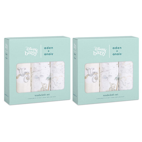 2x 3pc Aden Anais My Darling Dumbo Classic Washcloths Set