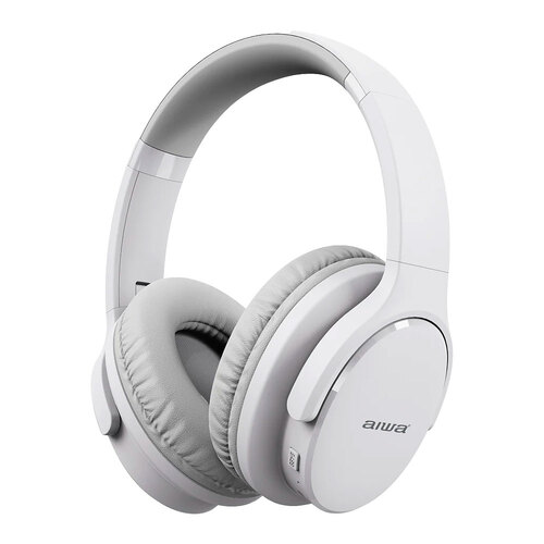 AIWA Over-Ear Bluetooth w/Cable & Airplane Adaptor White