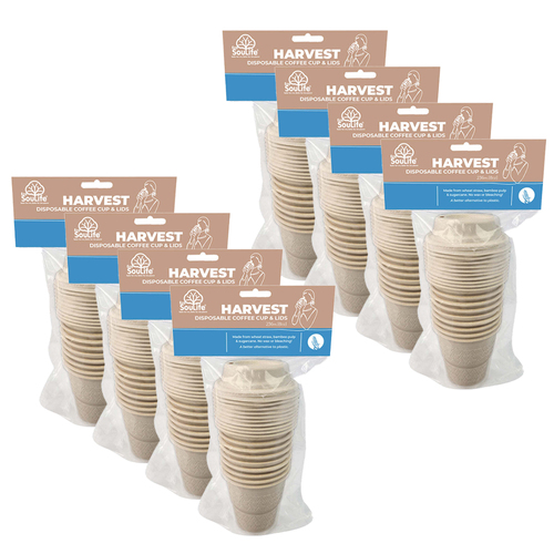 8x 40pc EcoSouLife Harvest Coffee Cups w/ Lids 236ml