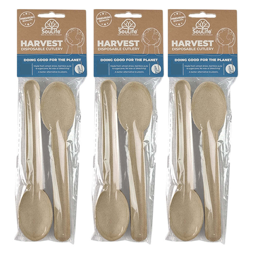 3x 60pc EcoSouLife Harvest Disposable Cutlery Spoons 