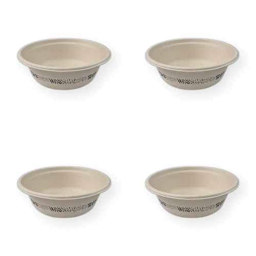 4x 60pc EcoSouLife Disposable Harvest Art Series Bowl 500ml - Black