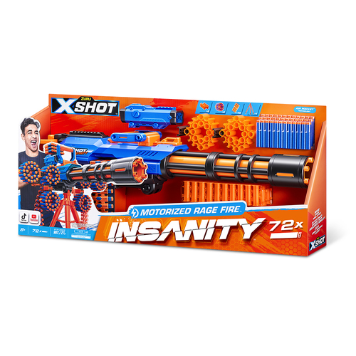 Zuru X-SHOT Insanity Motorised Gatling Blaster w/Tripod Stand/72 Darts 8+