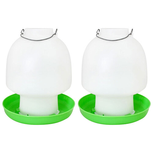 2x 2pc Show Master Green & White Ball Type Poultry/Bird Drinker 115 2.5L