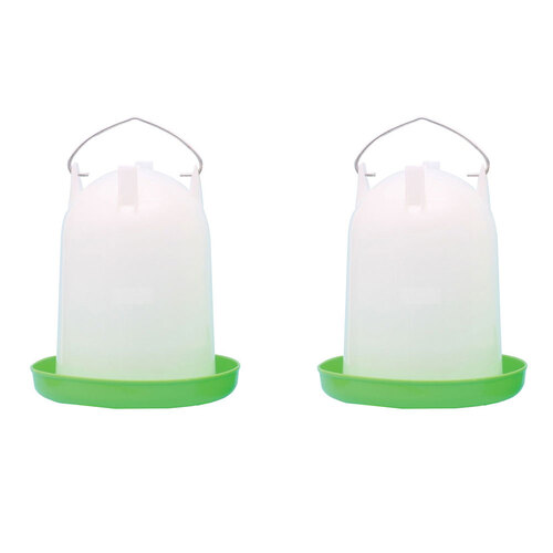 2x 2pc Show Master Green & White Straight Poultry/Bird Drinker 122L 4L