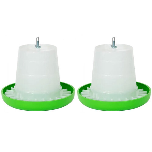 2x 4pc Show Master Green & White Poultry/Bird Suspension Feeder 126A 3KG