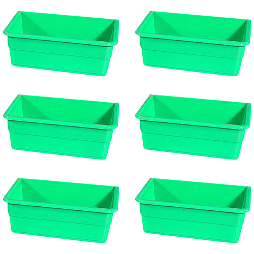 6PK ShowMaster Large Rectangle Seed Cup Bird Feeder/Waterer - Green