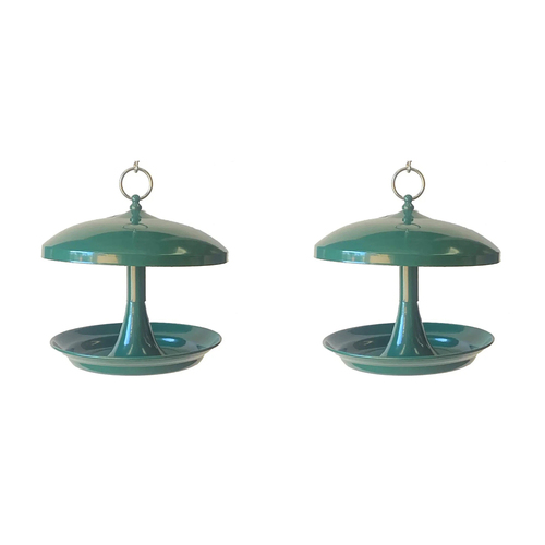 2PK Percell Metal Outdoor Hanging Bird Feeder - Green