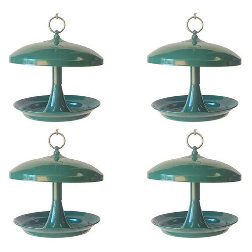 4PK Percell Metal Outdoor Hanging Bird Feeder - Green