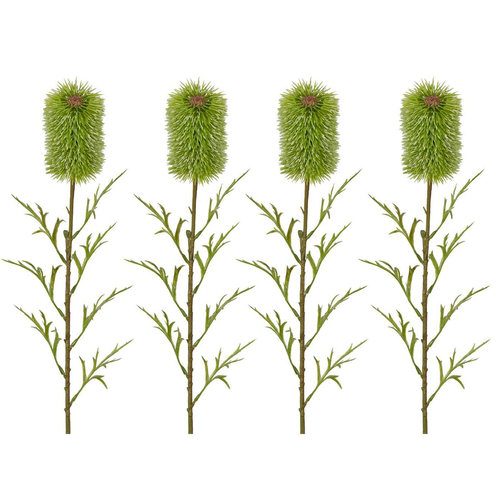 4PK Belle Banksia Single Stem Plastic 70cm Artificial/Fake Faux Plant - Green