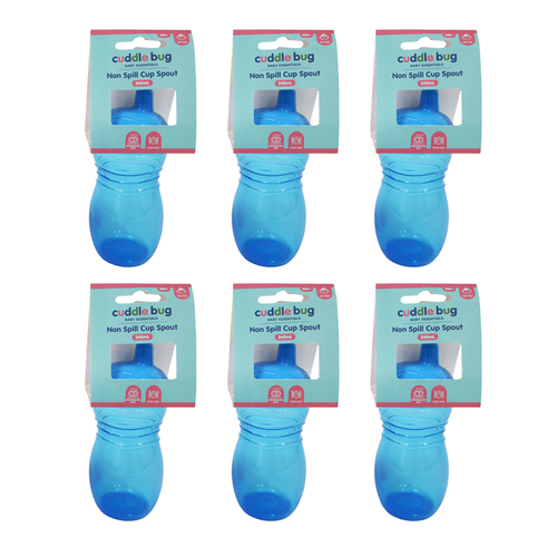 6PK Cuddle Bug Baby/Toddler Non Spill Training Drinking Cup Spout 240ml Pink/Blue