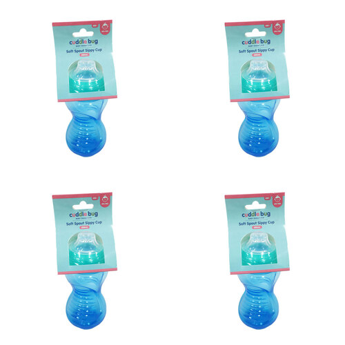 4PK Cuddle Bug Baby Soft Spout Sippy Cup 280ml Pink/Blue