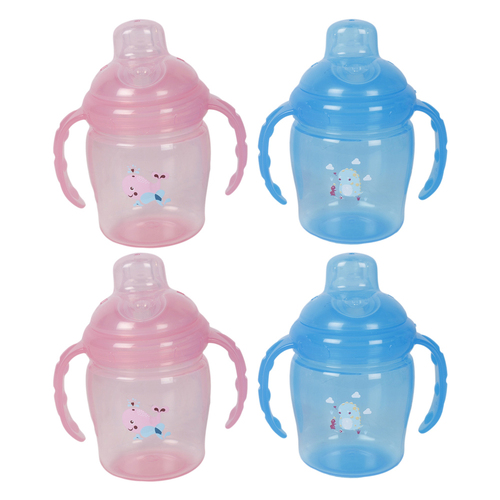 4PK Cuddle Bug Soft Spout Baby Training Cup 225ml 2 Pink/Blue