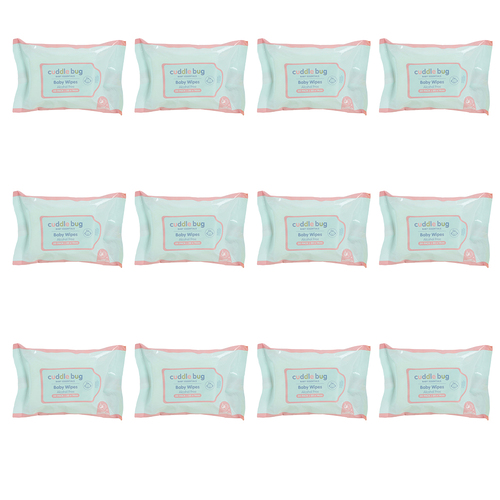 24x 20pc Cuddle Bug Fragrance Free Baby Wipes 14cm Pink/Blue