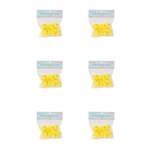 6x 6pc Cuddle Bug Bath Toy Rubber Duckies in PVC Bag 20x17cm