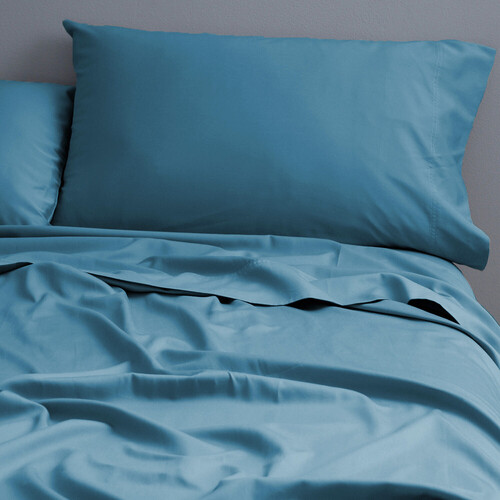 Canningvale Carrara Queen Bed Fitted Sheet Set Alessia Bamboo Cotton Ocean